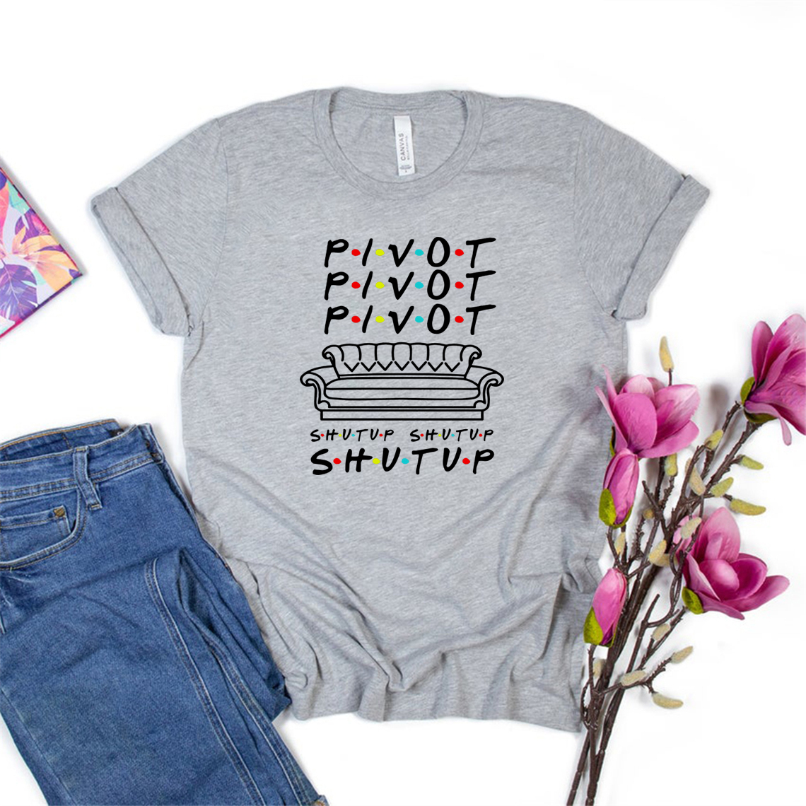 Pivot Shut Up Shirt Pivot Friends TV Show T-Shirts Harajukut Streetwear Damen Top Casual Plus Size Friends Graphic Tees – Detail 6