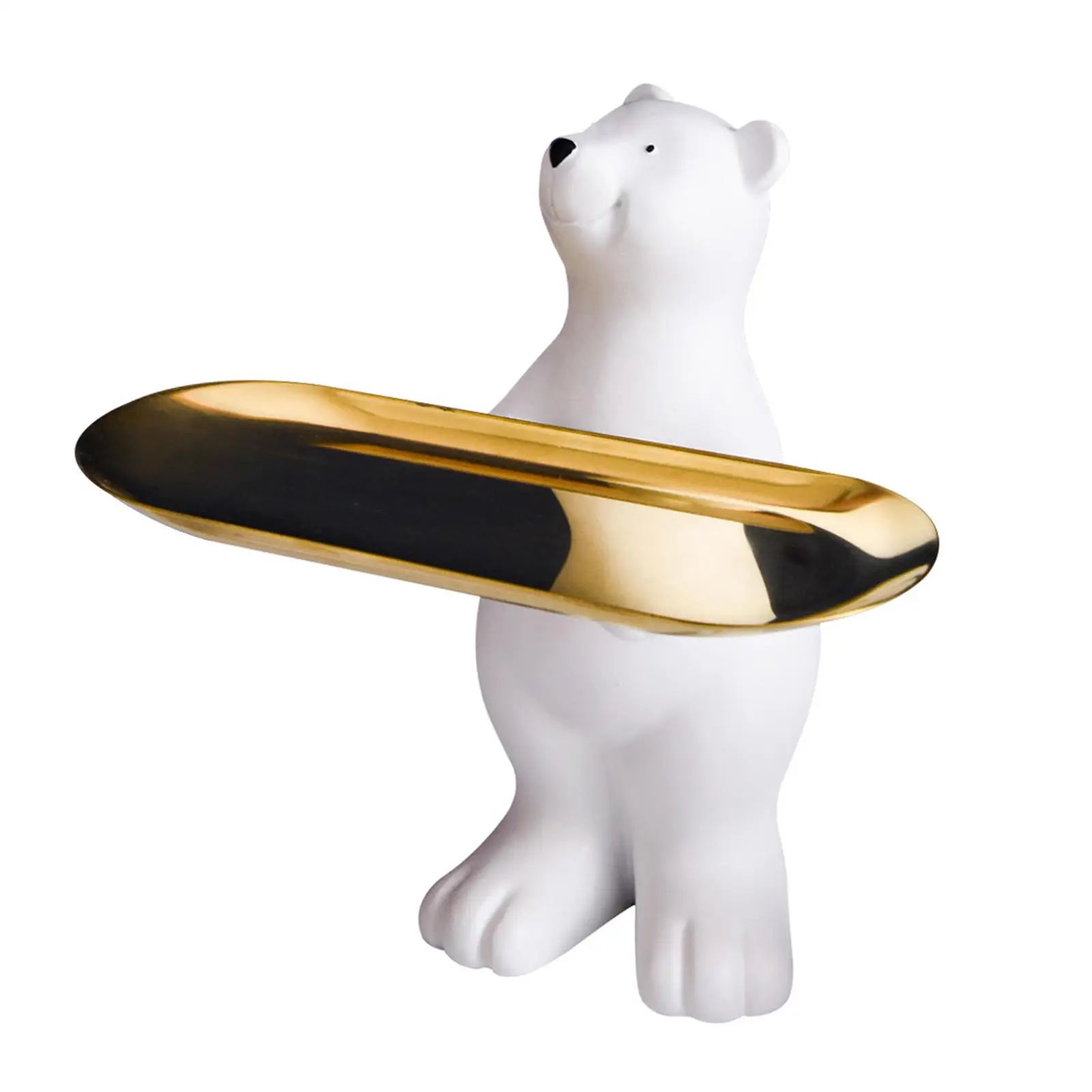 Adorable Polar Bear Figurine Decorative Dessert Organizer Tray Holder Earrings Holder Serving Tray Home Porch Decoration Crafts