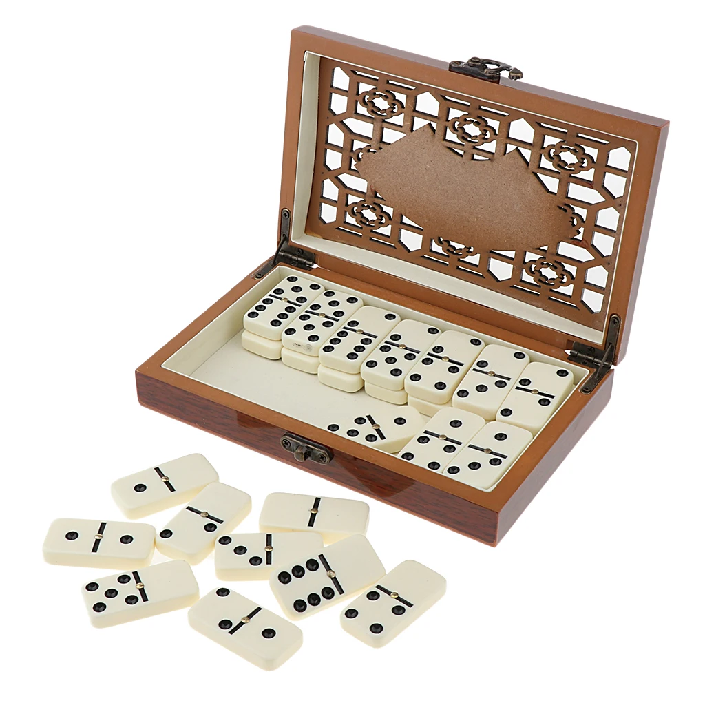 Retro Dominoes Case Holder Set of 28 Traditional Board Travel Game Gift KidsToy