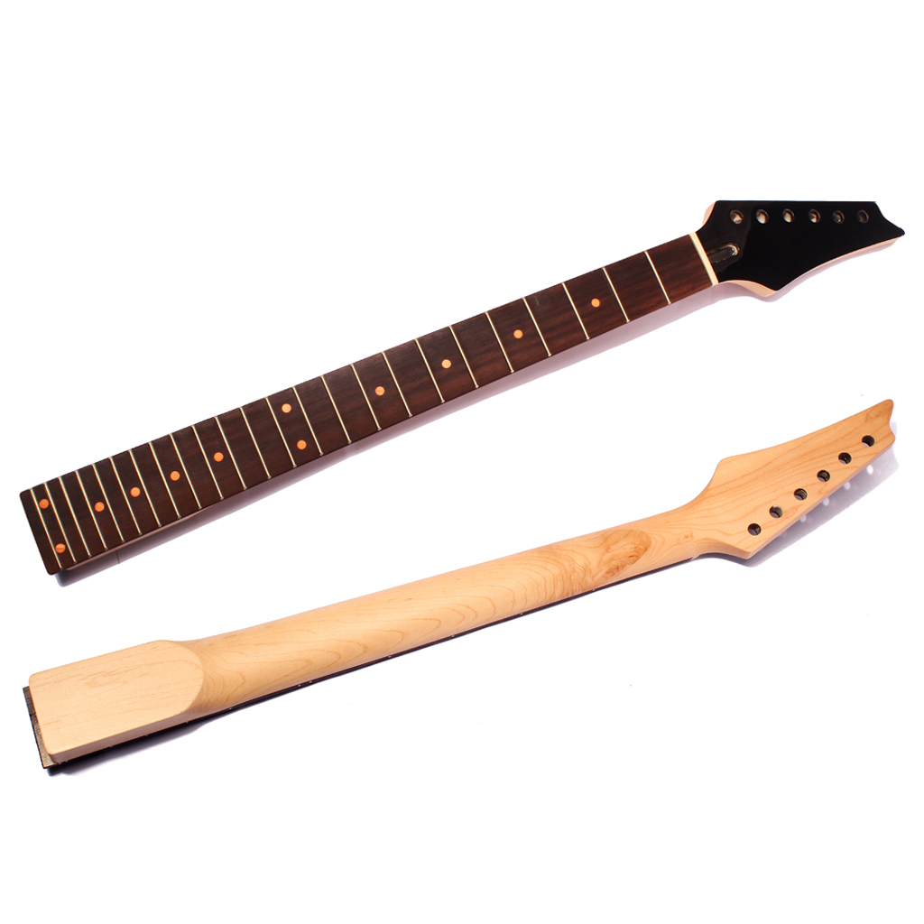 Maple Rosewood Guitar Neck, 24 Fret Guitar Neck for Electric Guitar Parts, Smooth Surface and Exquisite Handwork Black Head