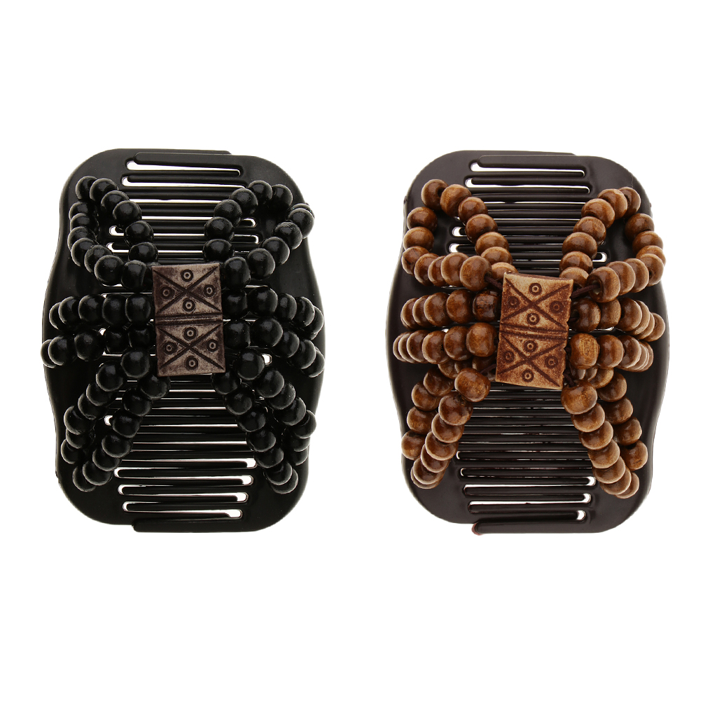 Vintage Elastic Hair Comb Flexible Butterfly Hair Clip Pearl Stretchy Beaded Hairpin Bow Double Combs Headband Hair Decoration