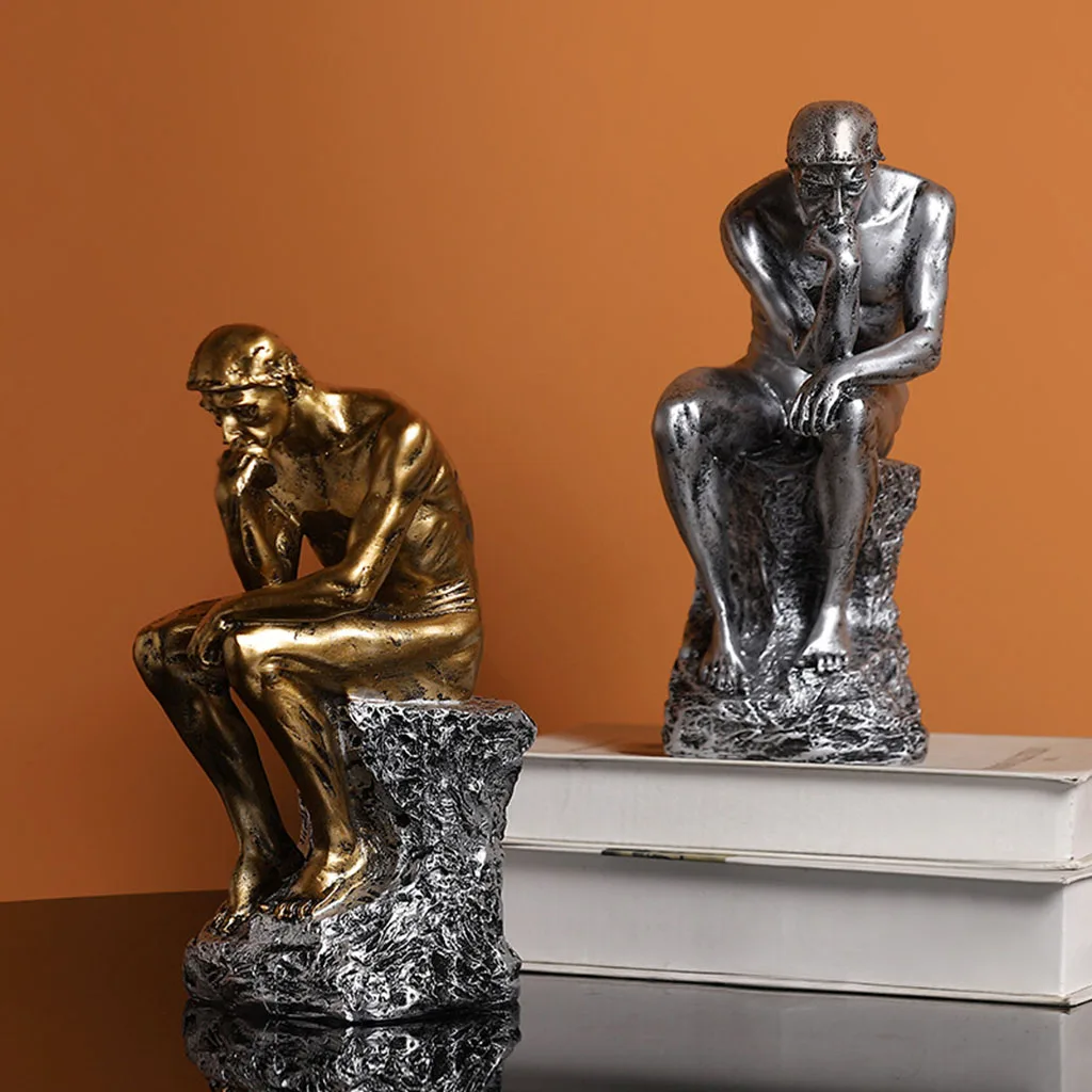 Modern The Thinker Sitting Man Statue Figurine Resin Sculpture Nordic Home Office Study Room Bookshelf Desktop Decoration