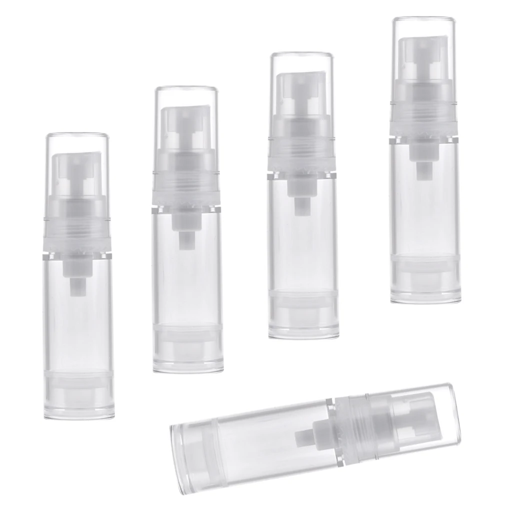 5x 5ml Airless Pump Bottle Cream Lotion Cosmetic Container Dispenser Travel