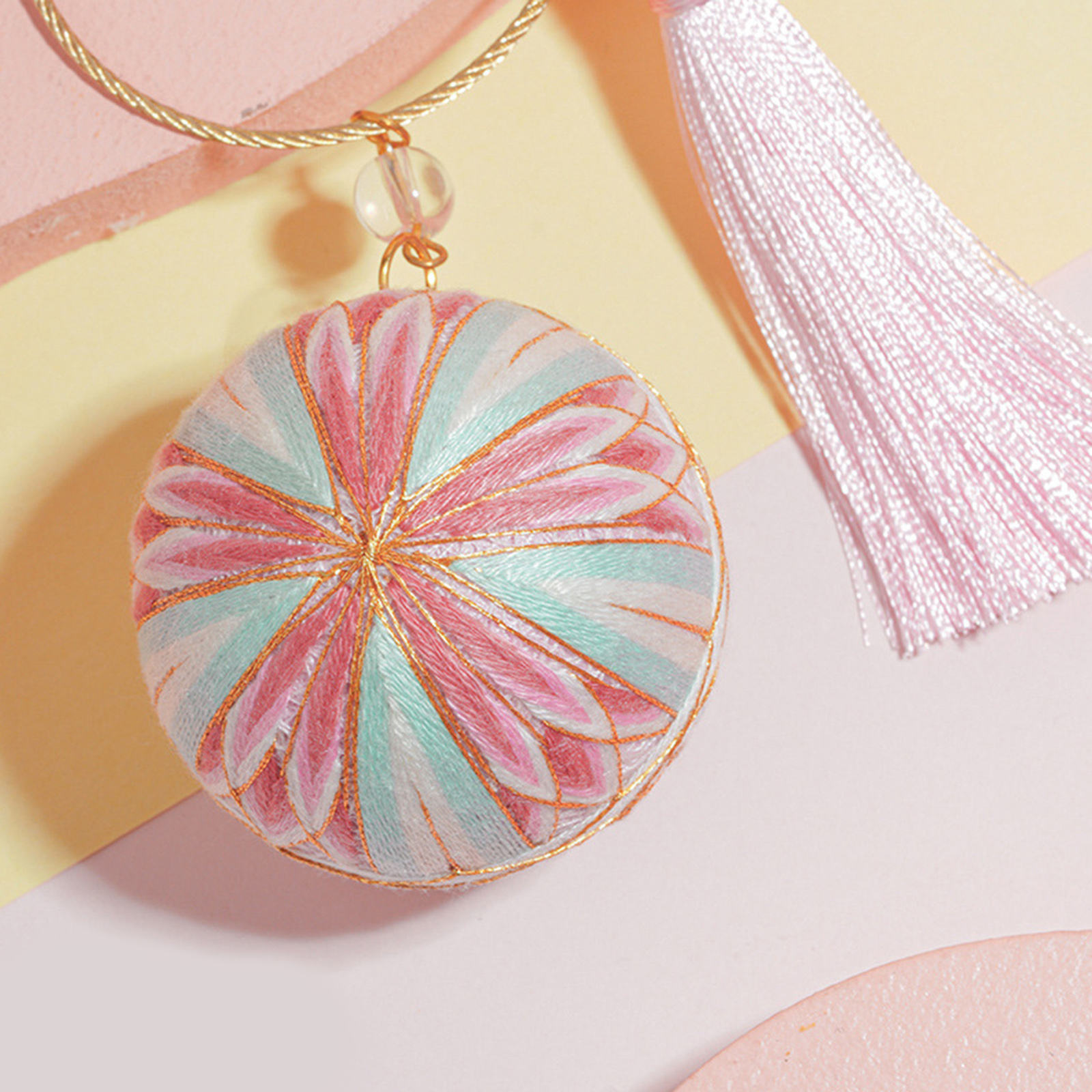 Traditional Thread Small Ball Crossstitching Hanging Temariball Handmade Temari Ball Embroidery Making for Adults