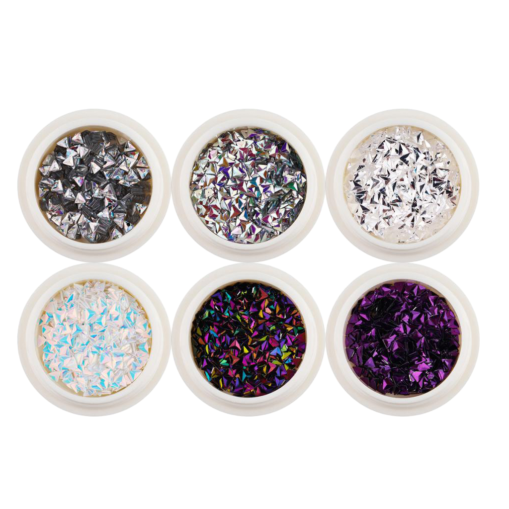 6 Boxes/set Mixed Colors Triangle Nail Glitter Thin Paillette Nail Art DIY Colorful Glitters Nails Decorations Tools