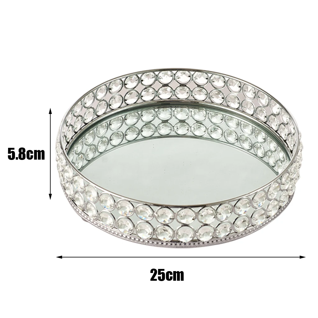 Crystal Round Desserts Vanity Tray Holder Plate Wedding Holiday Decoration for Perfume, Jewelry and Makeup Nordic Style