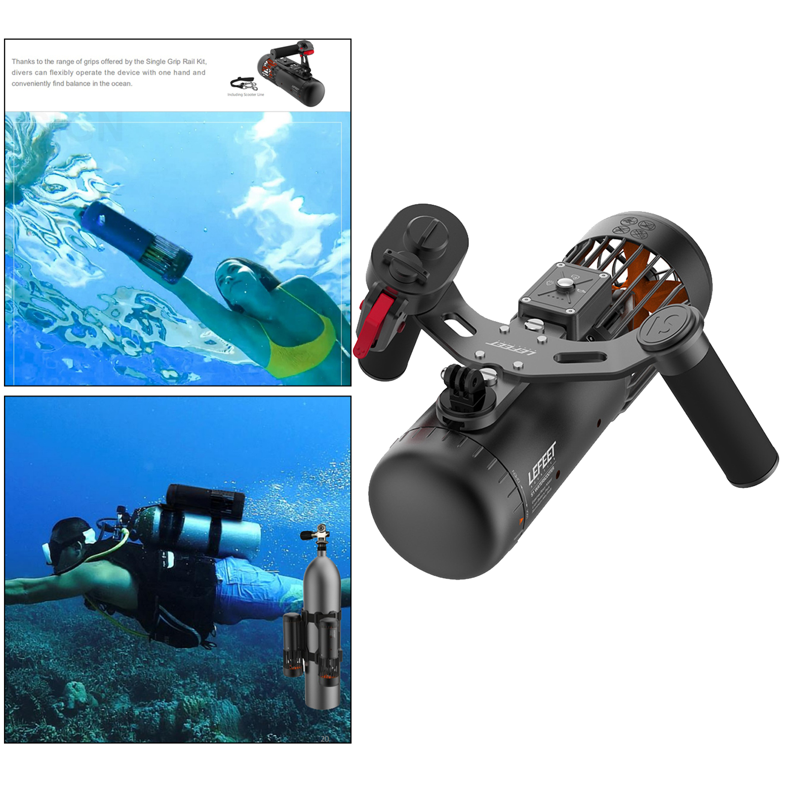 Underwater Scooter Electric Diving Booster for Water Sports Swimming Pool, Deep Diving, Snorkeling, Sea Adventures