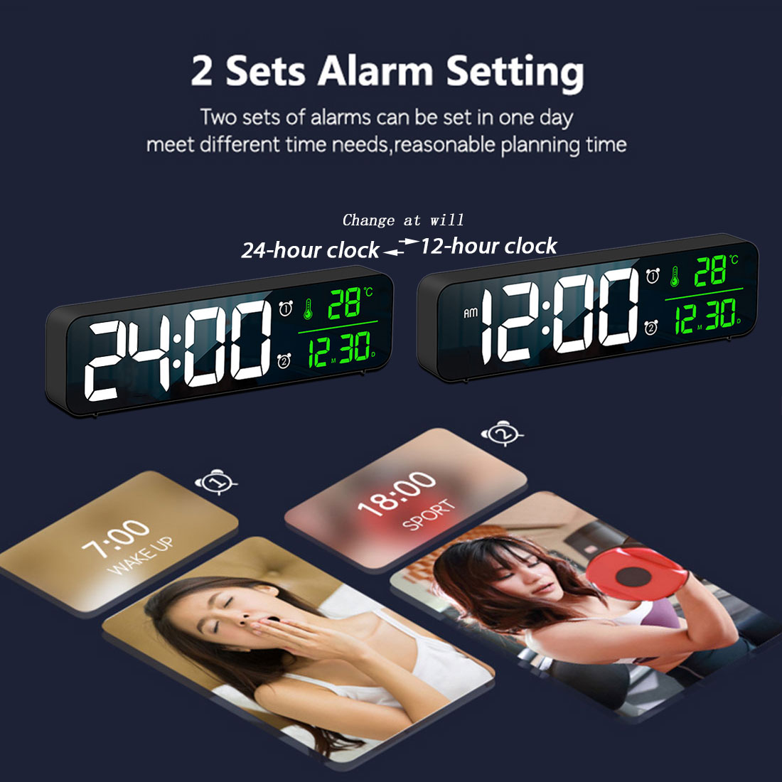 Alarm Clock Bedroomled Desk Clock With Usb Port Digital Mirror Alarm Clock For Bedrooms Snooze Function Electronic Desk Clocks Styleawhite