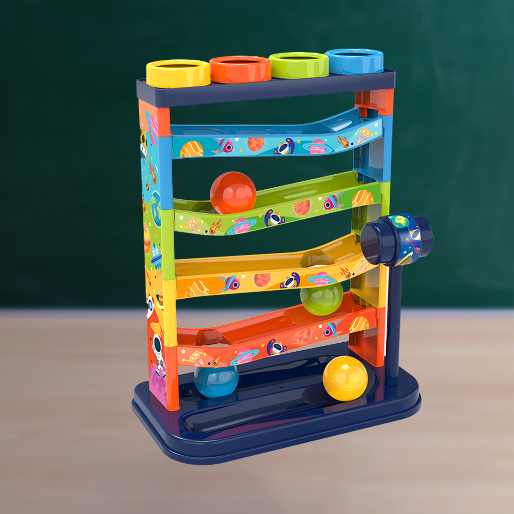 Toddler Car Ramp Toys Ball Race Tracks for Toddlers with 10 Mini Cars, Toy