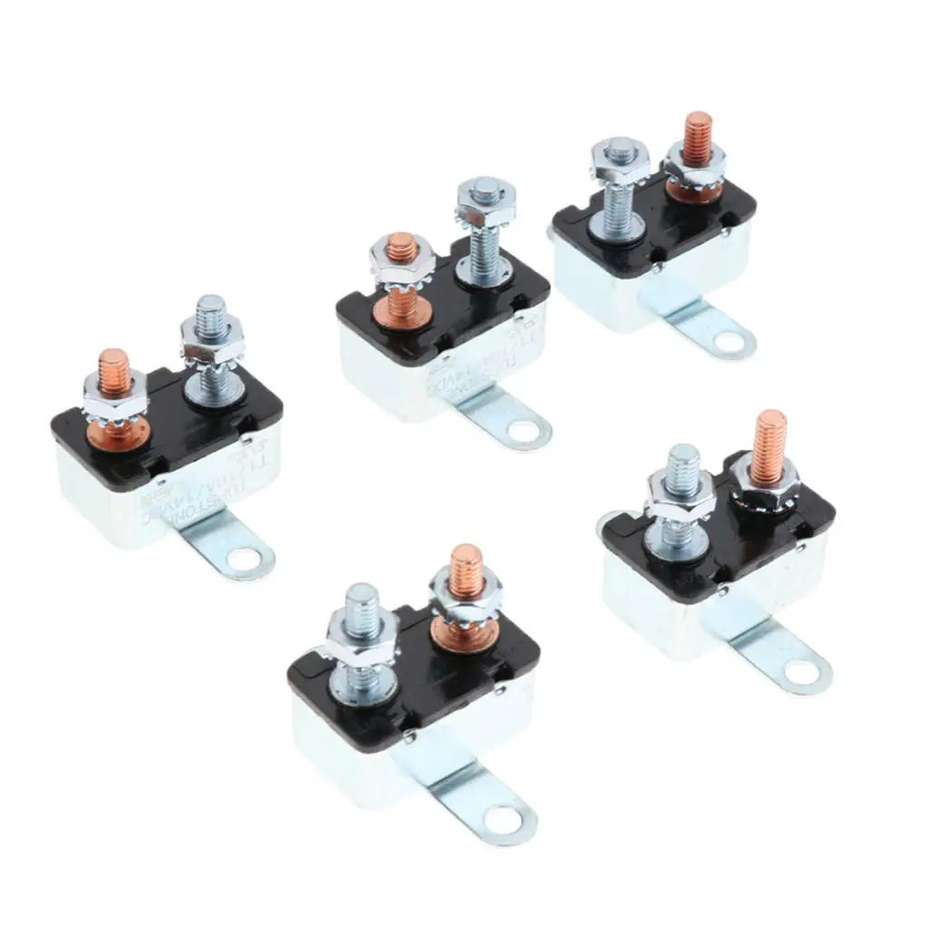 5x 10A Car Marine Auto Manual Inline Resettable Circuit Breaker Overload Protector 12V/24V