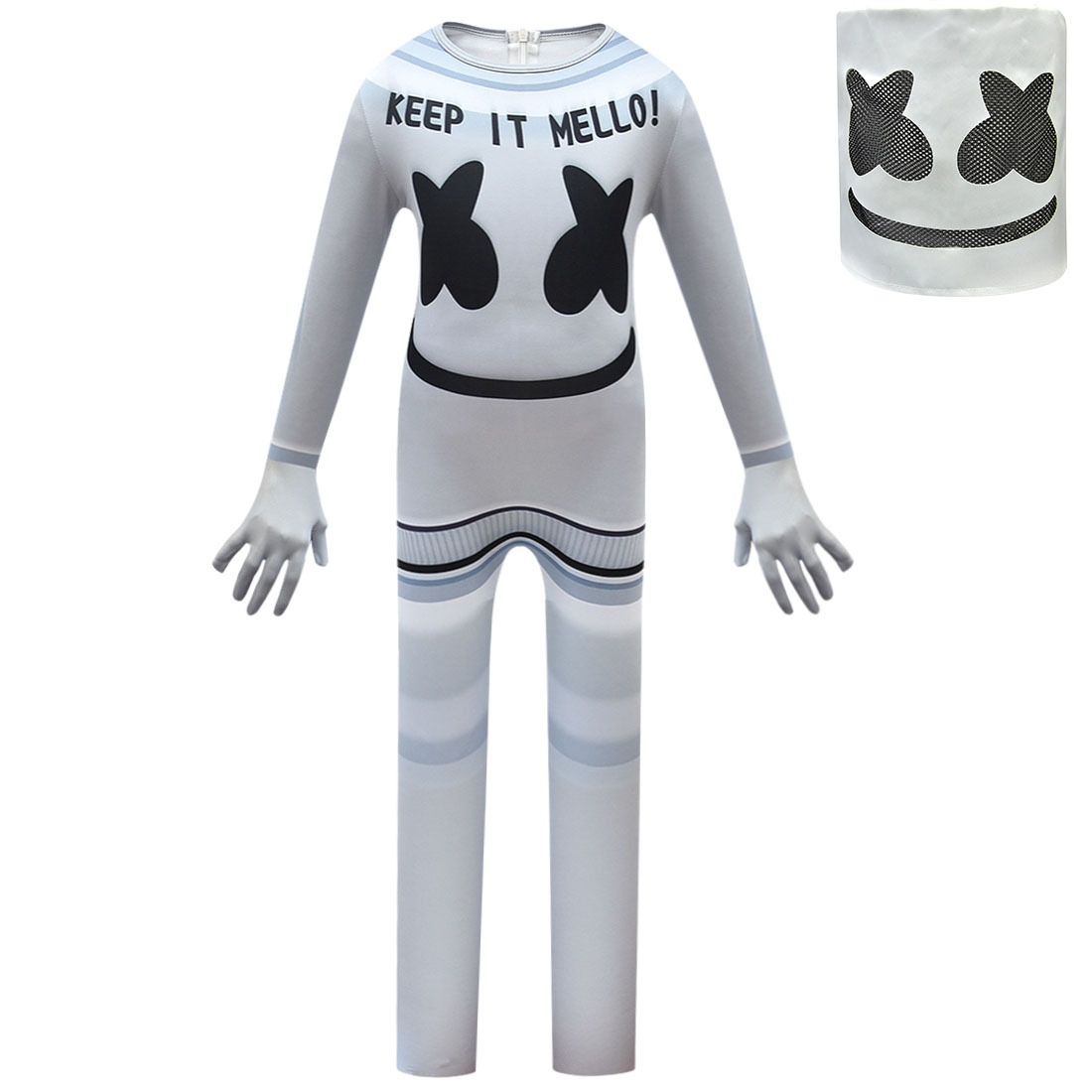 Kids Popular Dj Marshmello Cosplay Halloween Costume With Headgear Boys  Girls Jumpsuit Carnival Party Performance Bodysuit - Cosplay Costumes -  AliExpress