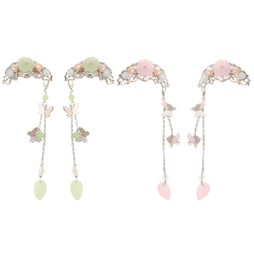 1 Pair Ethnic Barrettes Hair Pin Chinese Cosplay Flower Tassel Clip Classical Headdress Hair Stick Bridal Hair Clip