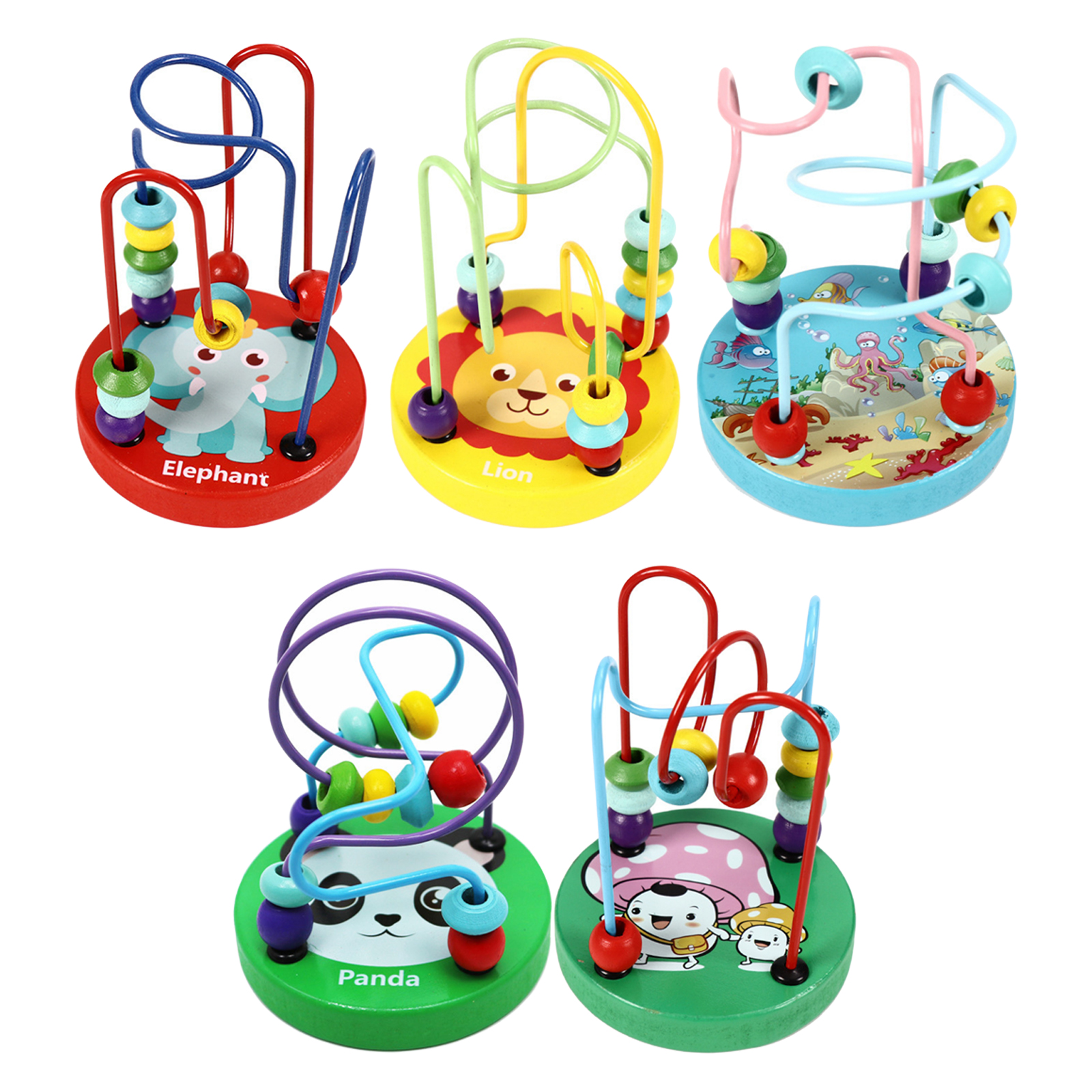 Wooden Animal Bead Maze Toys Activity Toy Around Circle Bead Toys for Ages 3+ Toddlers