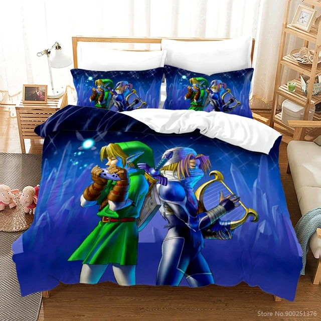 Zelda-conjunto de cama para meninos e meninas, estampado em 3d, tamanho king /queen, roupas de