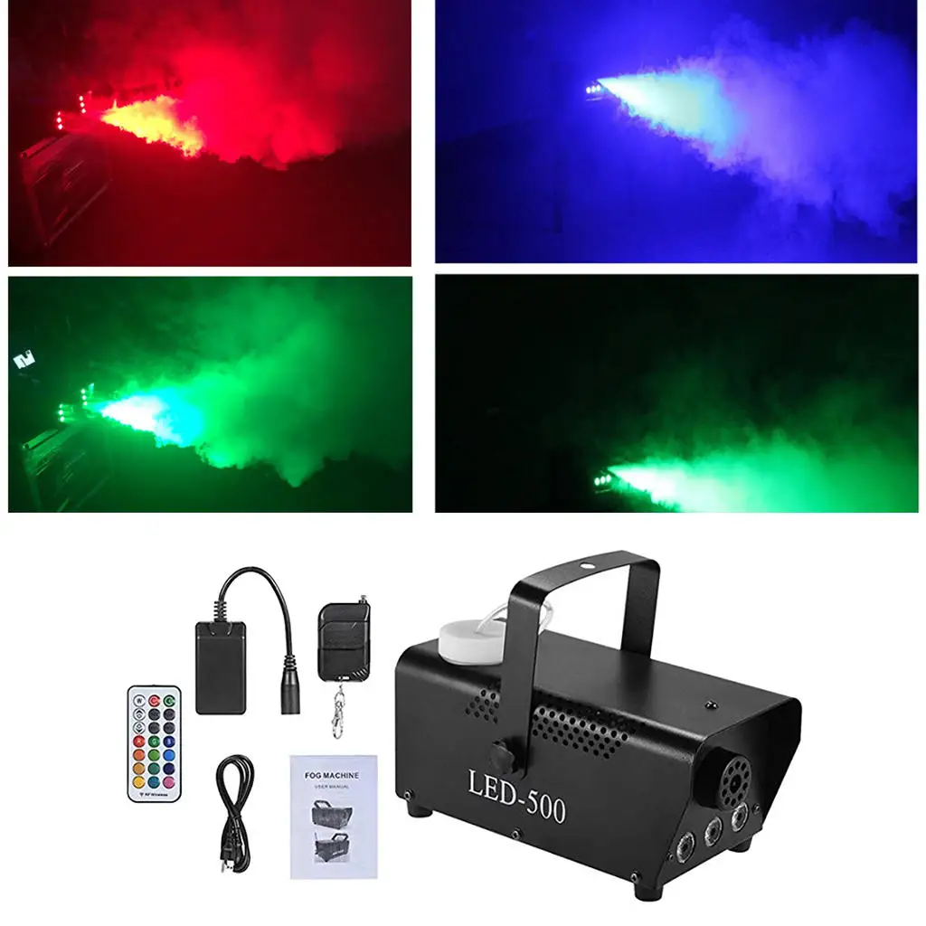 500w DJ Fog Machine LED Smoke Machine Portable w/Remote Control for Holidays