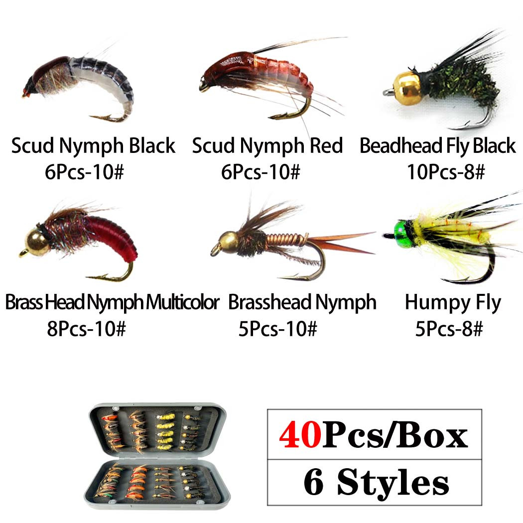 30/40 stücke Fliegen Angeln Lockt Fliegen Angeln Sortiment Kit für Bass Forelle Lachs Angeln Trocken Fliegt Nass Fliegen streamer Nymphen – Detail 3