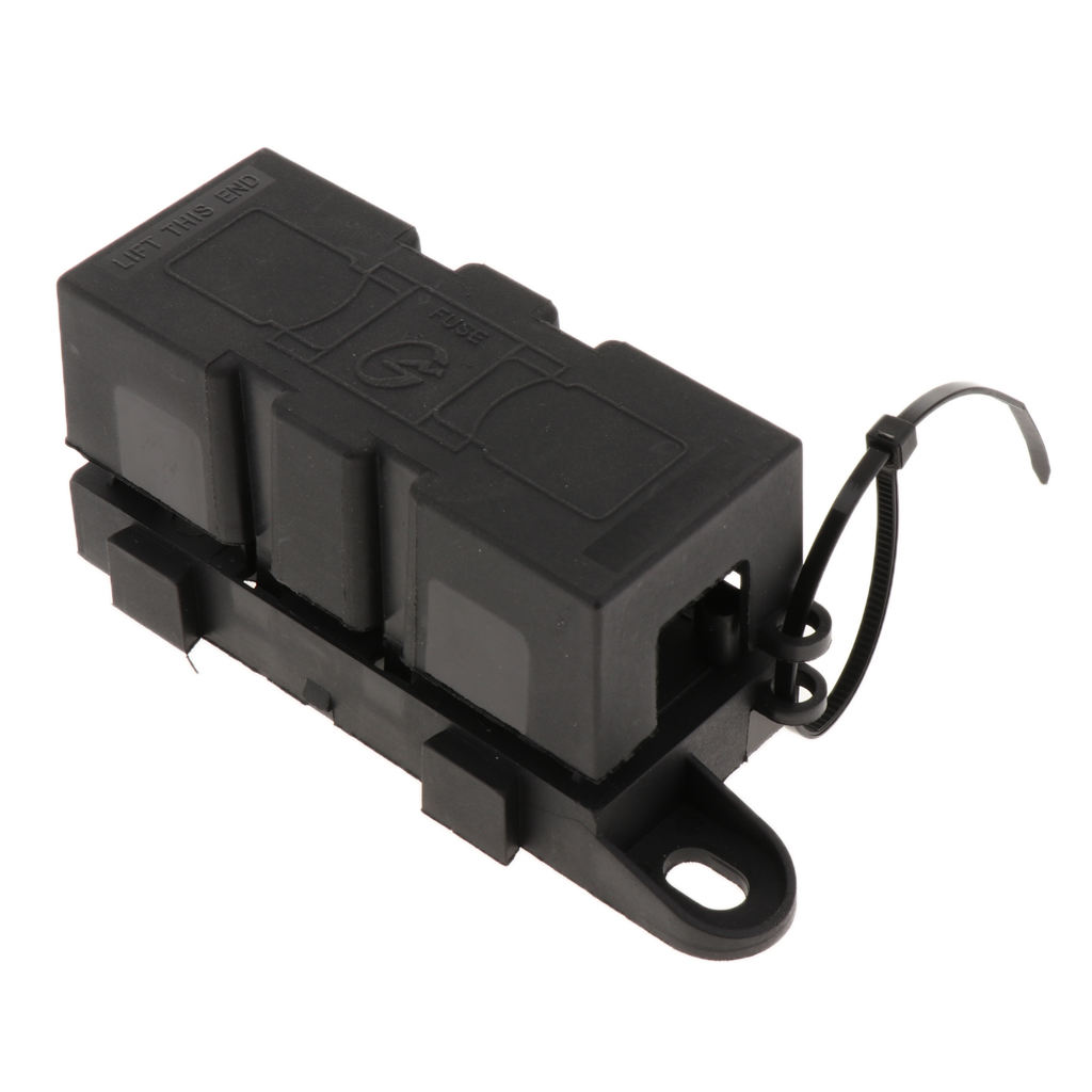 Safety MEGA Bolt-on Fuse 300A and MEGA Fuse Block Holder With Cover Vehicle Replacement Part for RV Marine Van Black