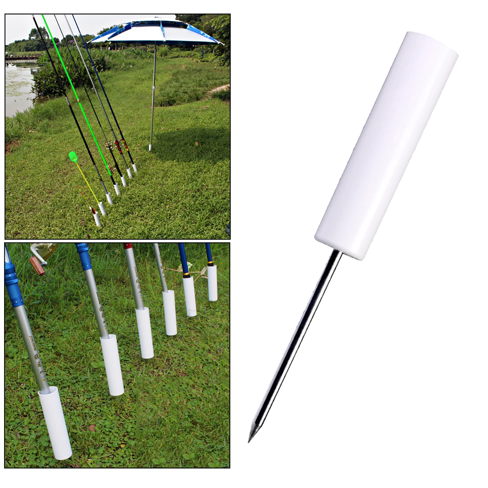 Fishing Rod Pole Holder Ground Support Reinforced PVC Detachable Fishing