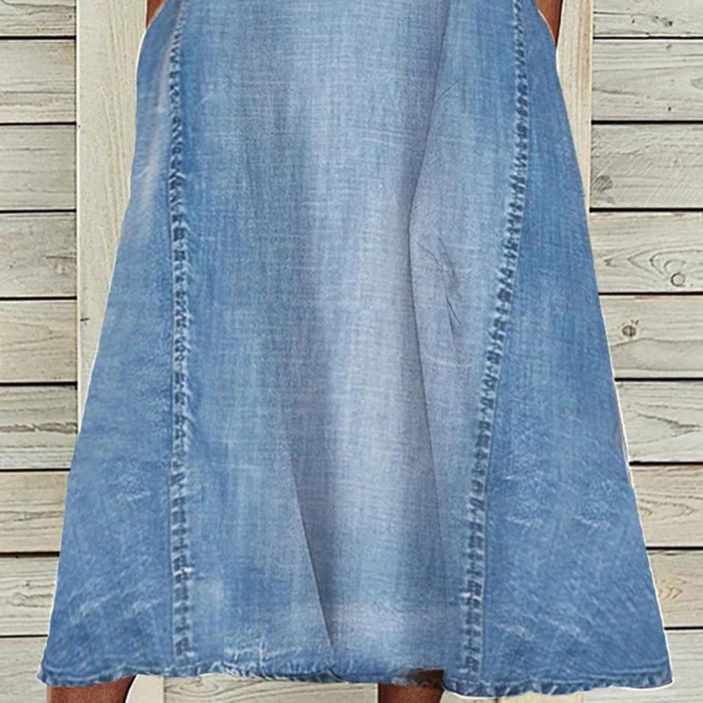 feminino com bolso, vestido denim em linha,