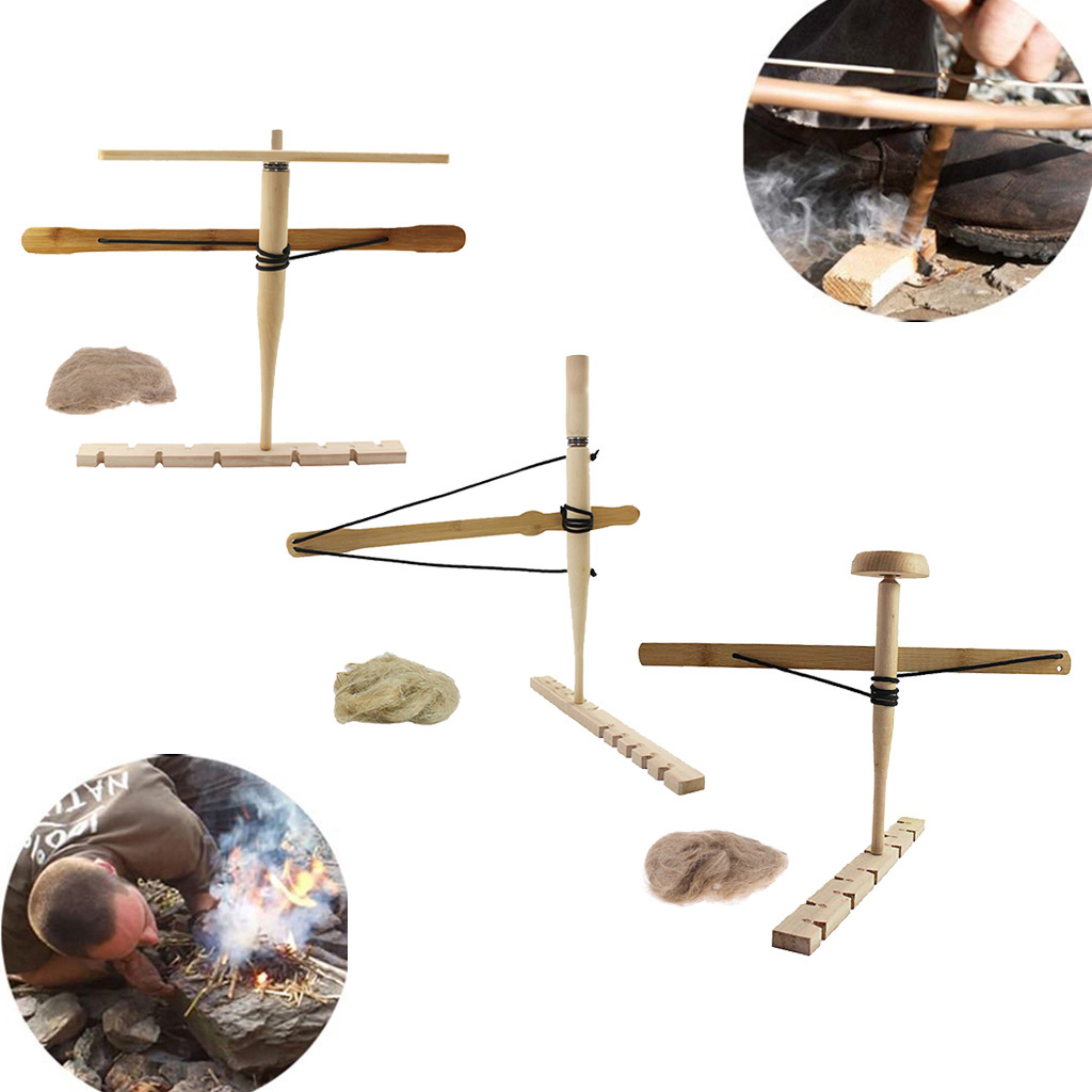 Outdoor Primitive  Wood Bow Drill Survival Friction
