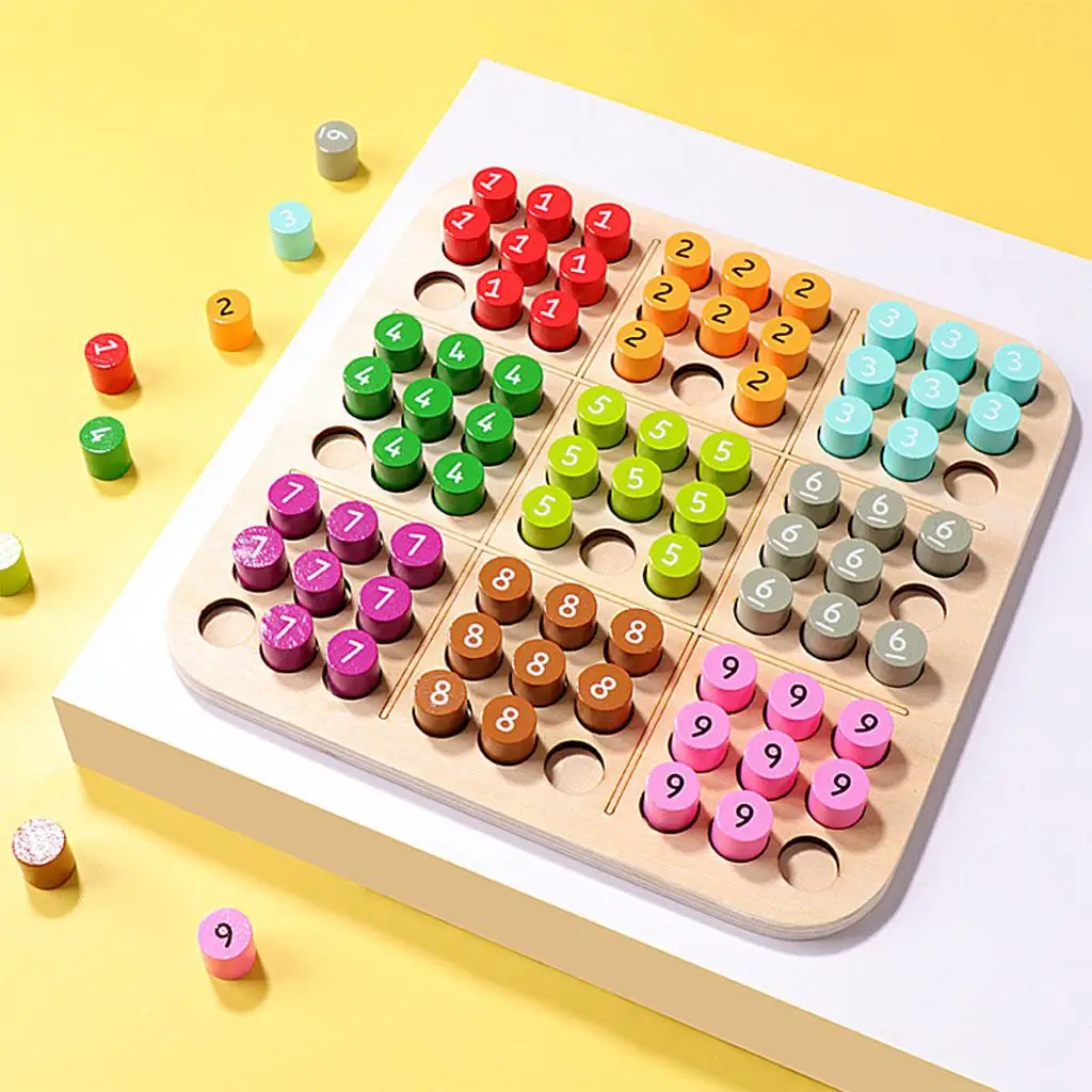 Wooden Sudoku Puzzles Board Game Traditional Mini Math Toys Colorful Adults