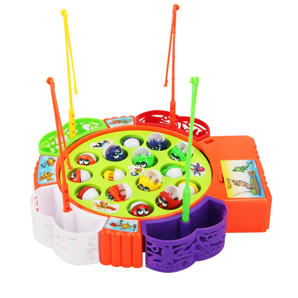 1 Set High Quality Electrical musical fishing toy with 15 fishes baby preschool game toy for kids pretend play fun Random Color