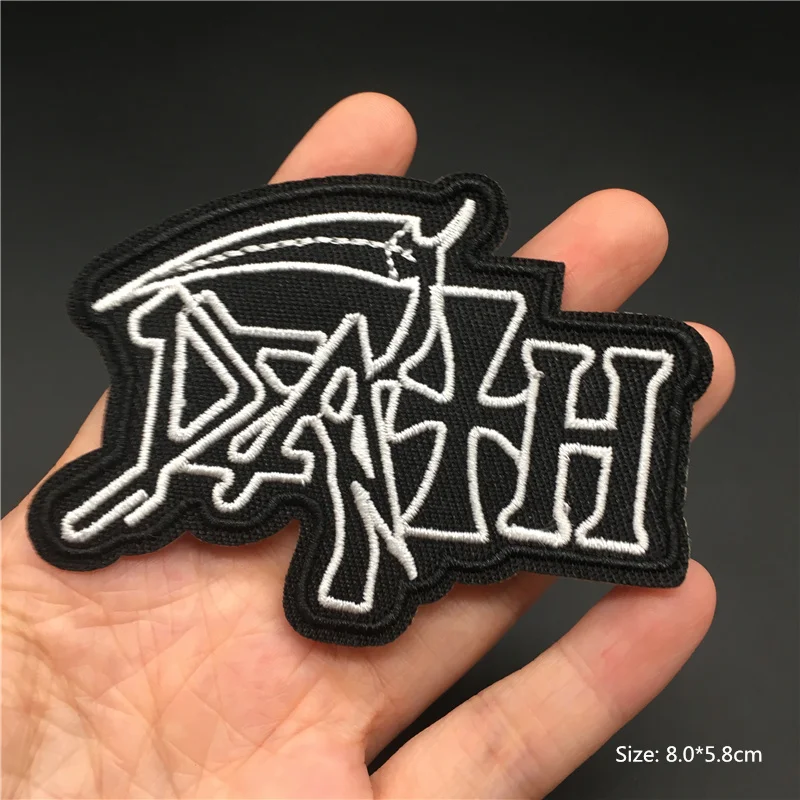 New metal Black Leather Embroidered Patches for Clothes Iron on Clothes  Jacket Appliques Badge Stripe Sticker