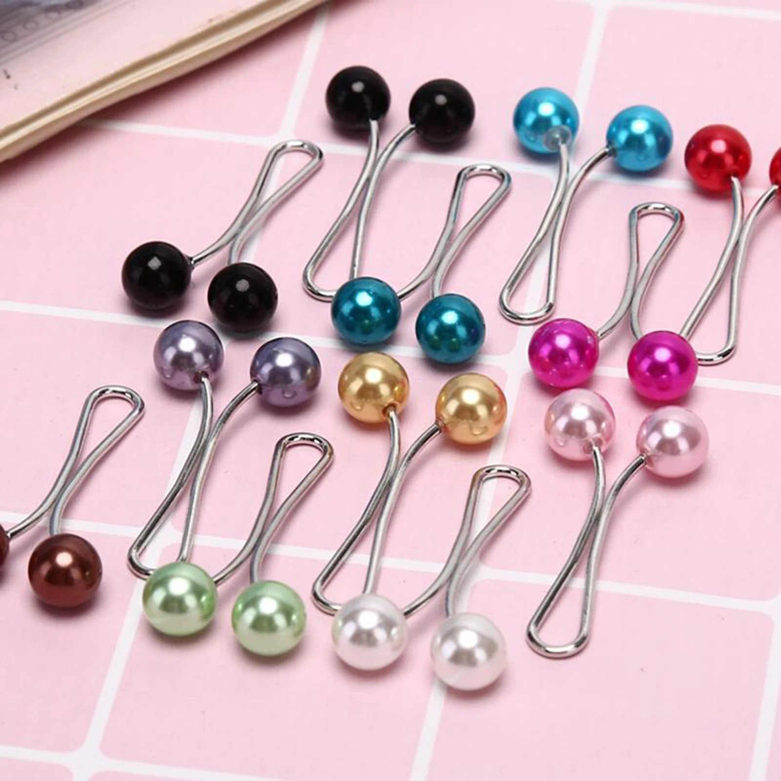 12Pcs/Lot Hijab Pins Muslim Hijab Brooches for Women Head Round Pearl Ball Scarf