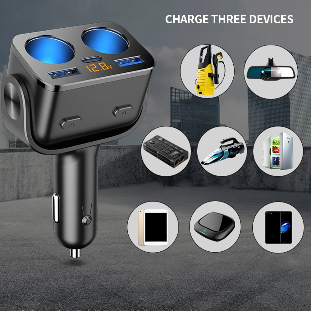 Car Charger Fast Charging Cigar Lighter With Separate Switch ABS Adapter 18W 180 Degree Rotation 12-30V Universal USB PD Socket samsung super fast car charger