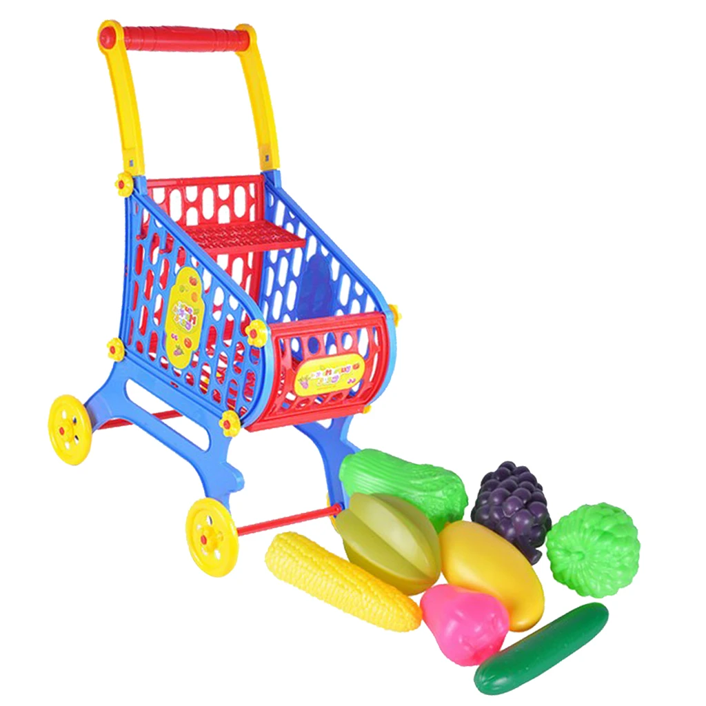 Assembled Supermarket Shopping Trolley with Baby Doll Play Set