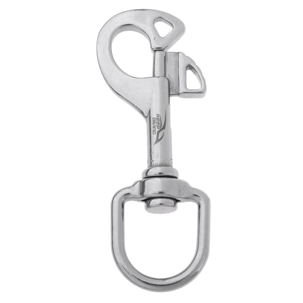 95mm 316 Stainless Steel Swivel-Eye Bolt Spring Snap Hook Eye Swivel Quick Hook Scuba Diving Hiking Camping Carabiner Pet Chain