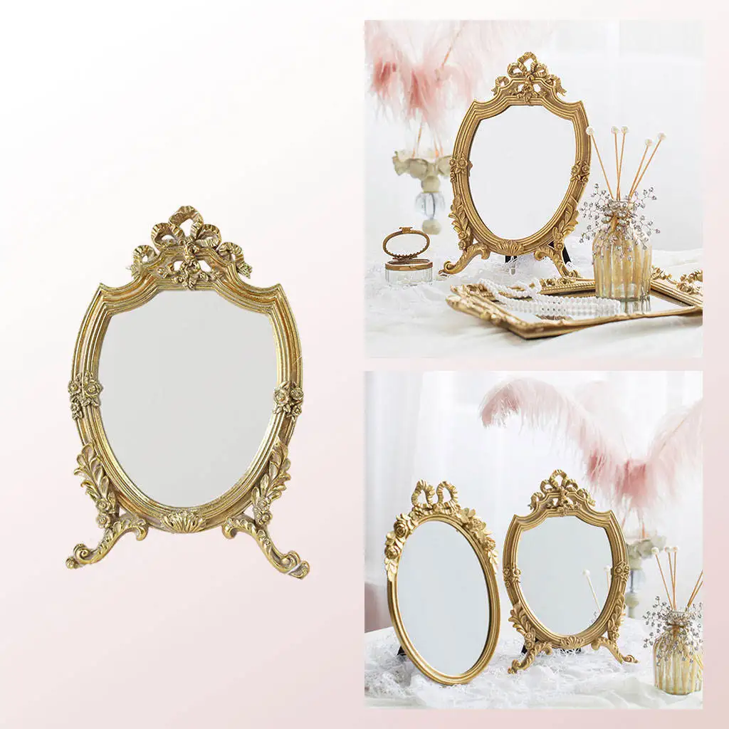 Tabletop Makeup Mirror Cosmetic Vanity Mirror, Wall Hanging Mirror for Bathroom Bedroom