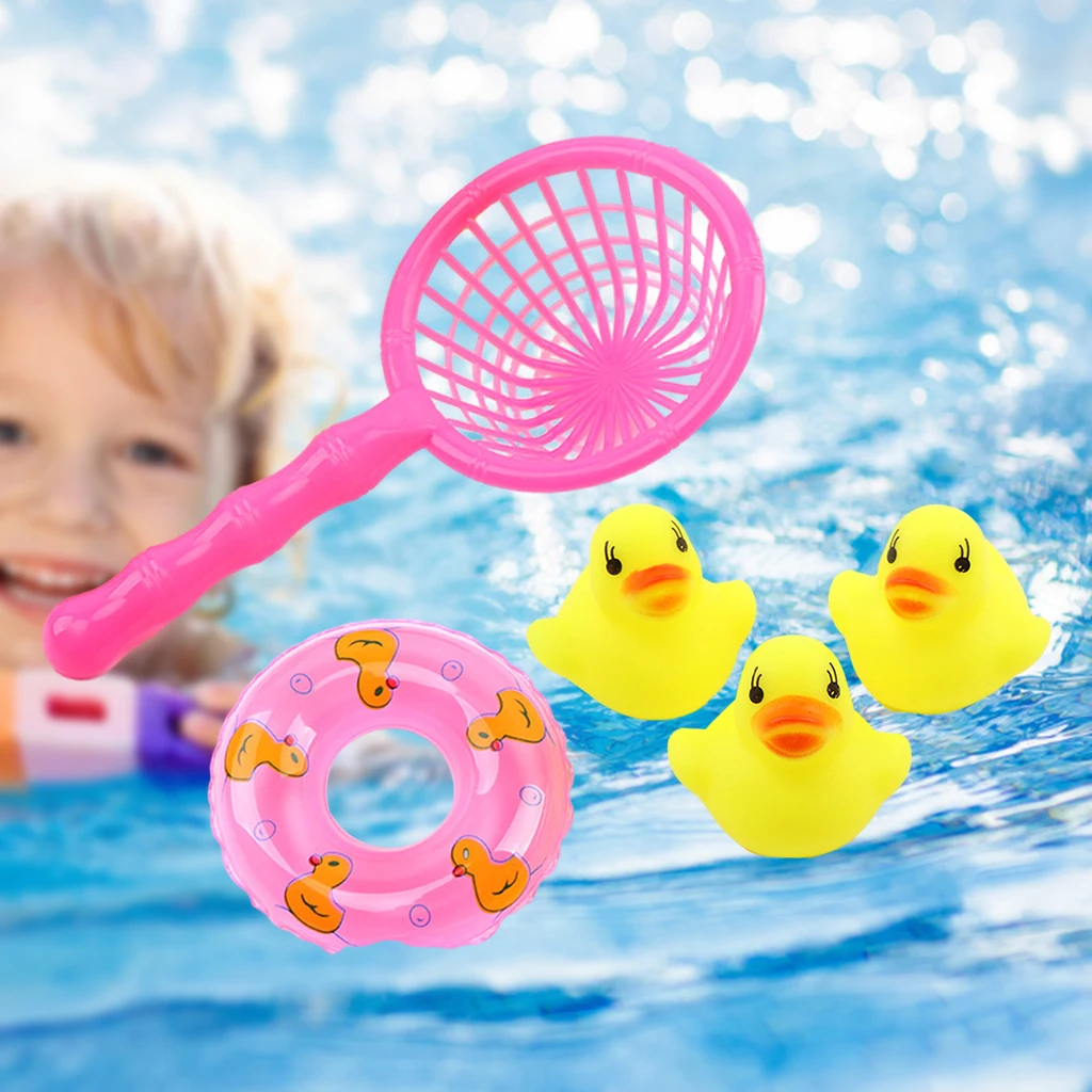 5pcs/set Adroable Floating Duck Bath Toy Bathroom Swimming Toy Age 1-3