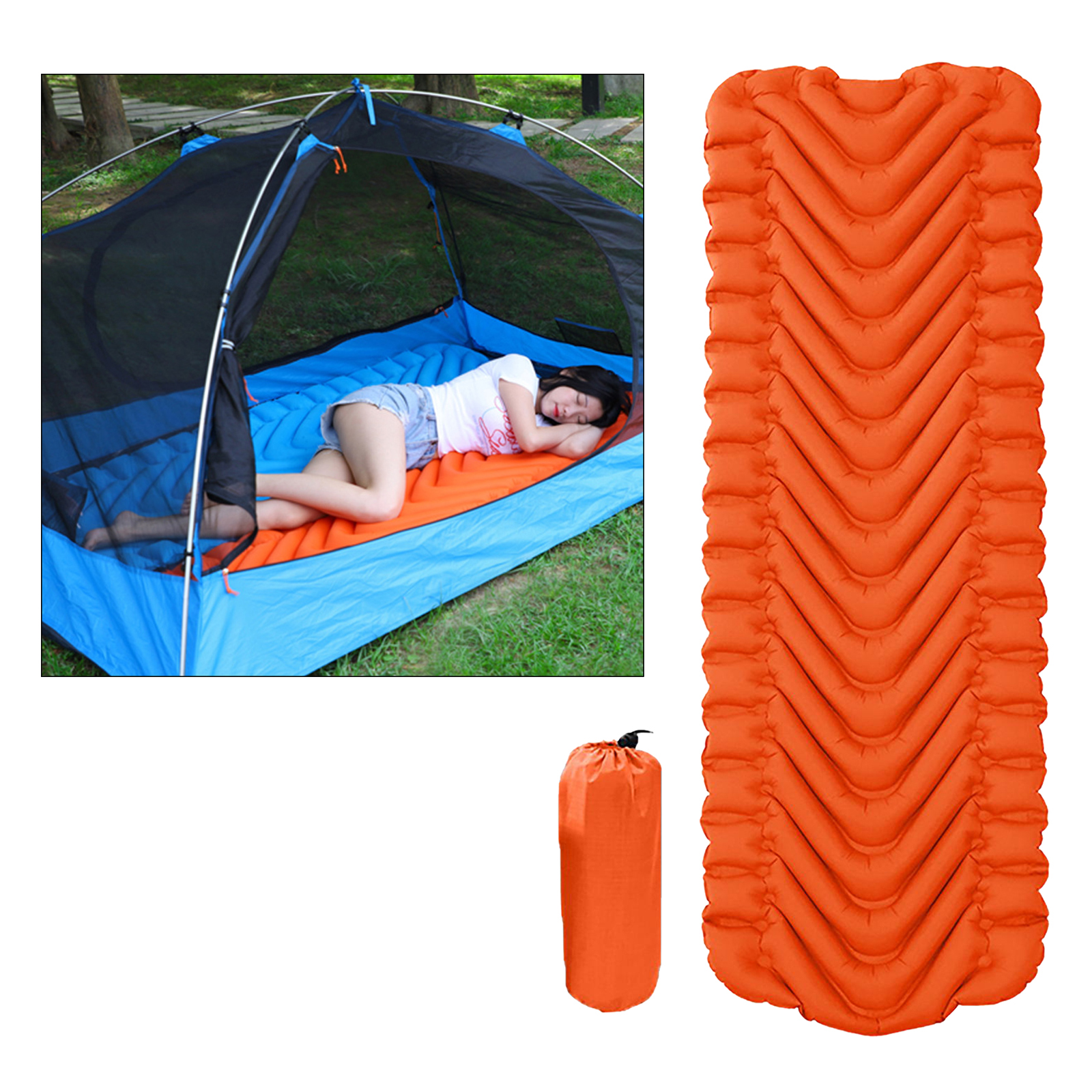 Camping Inflatable Sleeping Pad Tent Mat Travel Air Mattress Outdoor Hiking Picnic Backpacking Air Bed Folding Cushion Bed