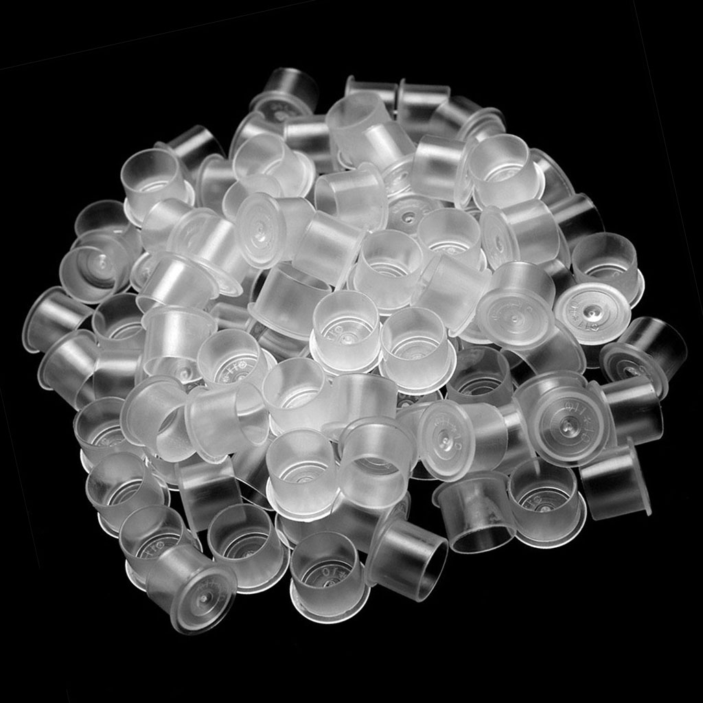 Disposable Lot Tattoo Ink Caps Cups Pigment Holder Caps with Cup Base 500pcs
