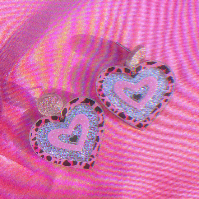 Y2k Accessories Pink Leopard Print Shiny Peach | Peach Heart