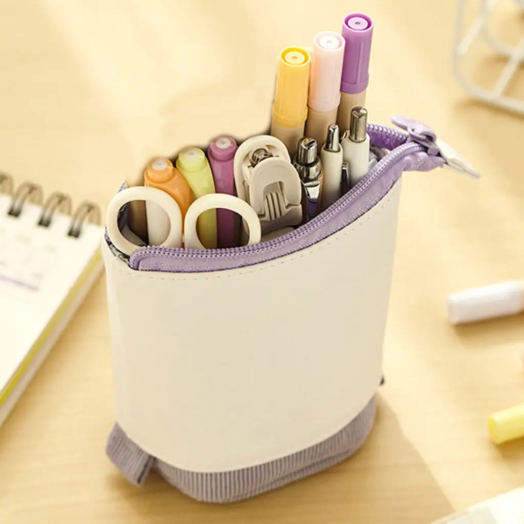 1pc Stand up Pen Telescopic Holder Case Portable Cosmetics Pouch Makeup Bag Multifunction Boys Girls Gifts