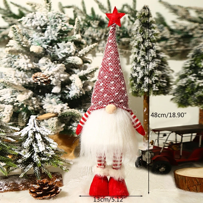 Set of 2 11 x 4 Inches GMOEGEFT Scandinavian Christmas Gnome Lights with Timer Nordic Xmas Decoration Red & Grey Swedish Santa Tomte Gnome 