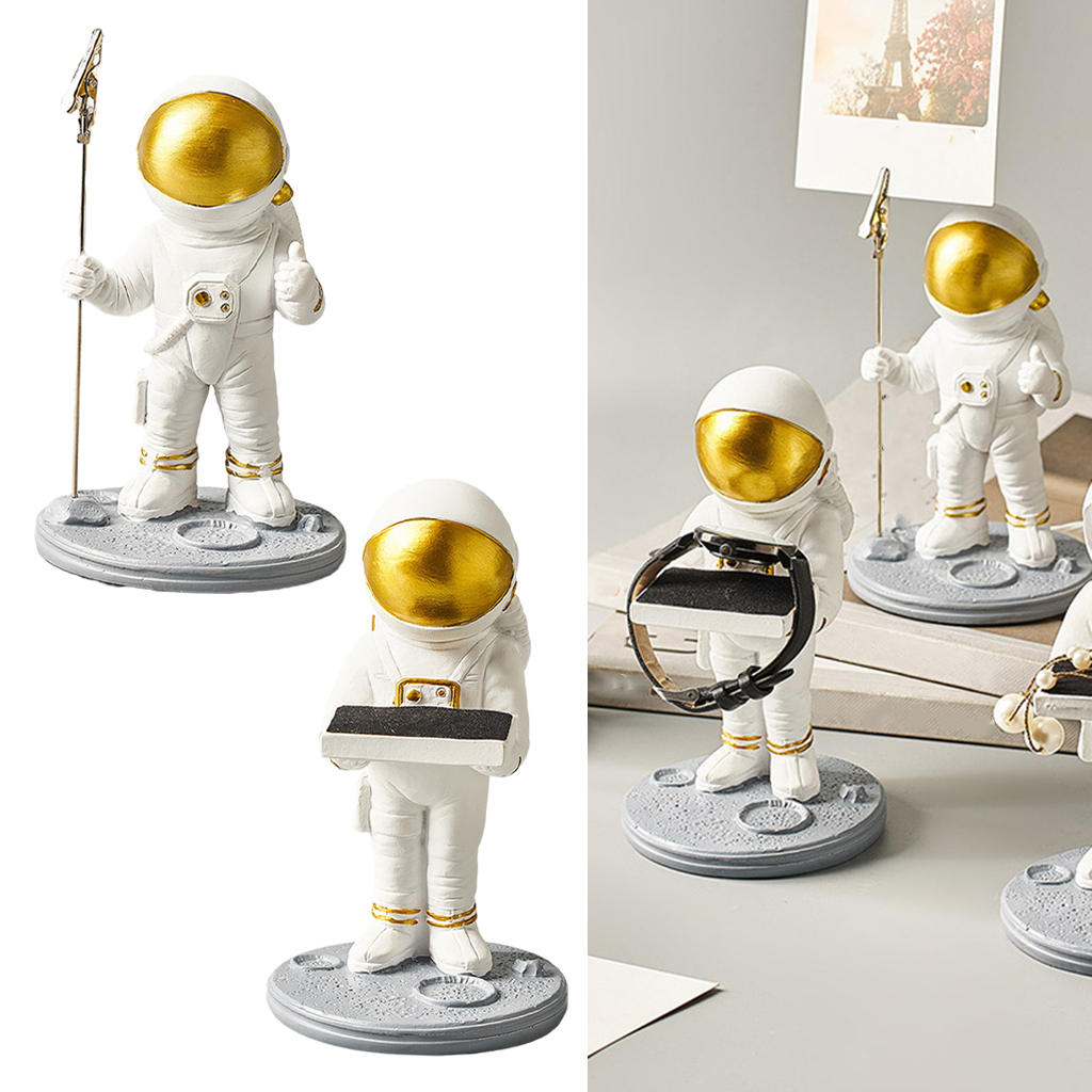 Cute Astronaut Sculpture Storage Rack Display Stand Sculpture Decor Crafts Resin for Bookshelf Living Room Bar Table Children