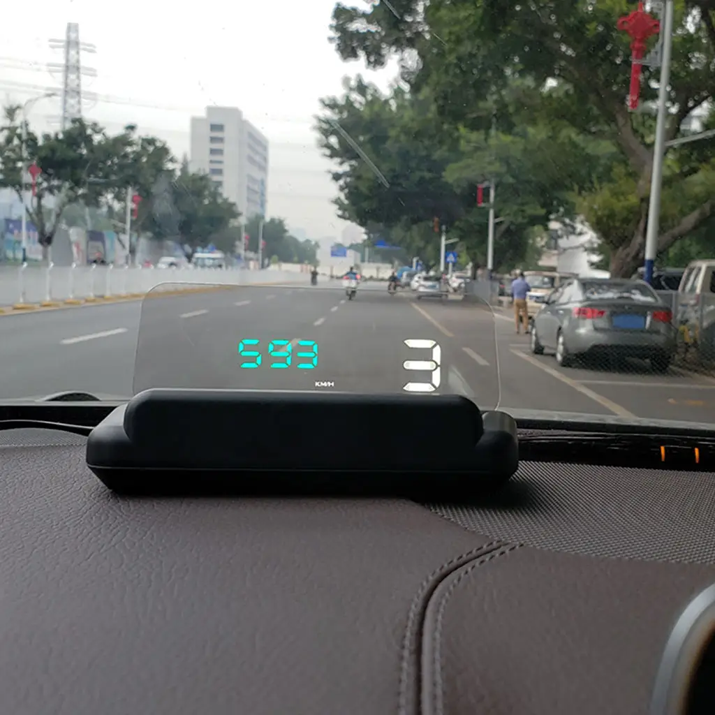 HUD Mirror Car LED Head Up Display Windshield Speed Projector Security Alarm Water Temp Overspeed KMH RPM Voltage Speedometer
