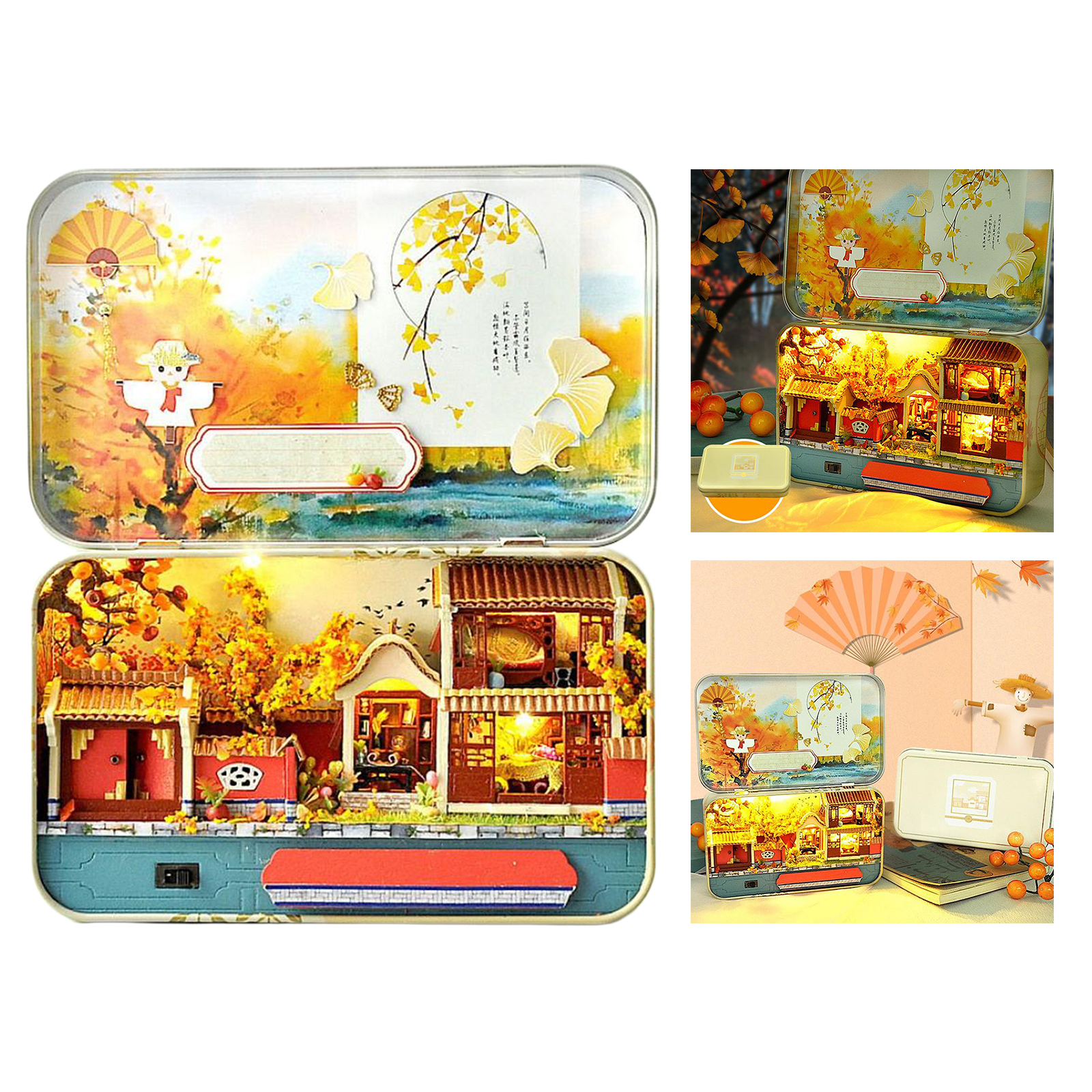 DIY Theatre Dollhouse Creative Autumn Maple Cottage Puzzles Kit Box Gift