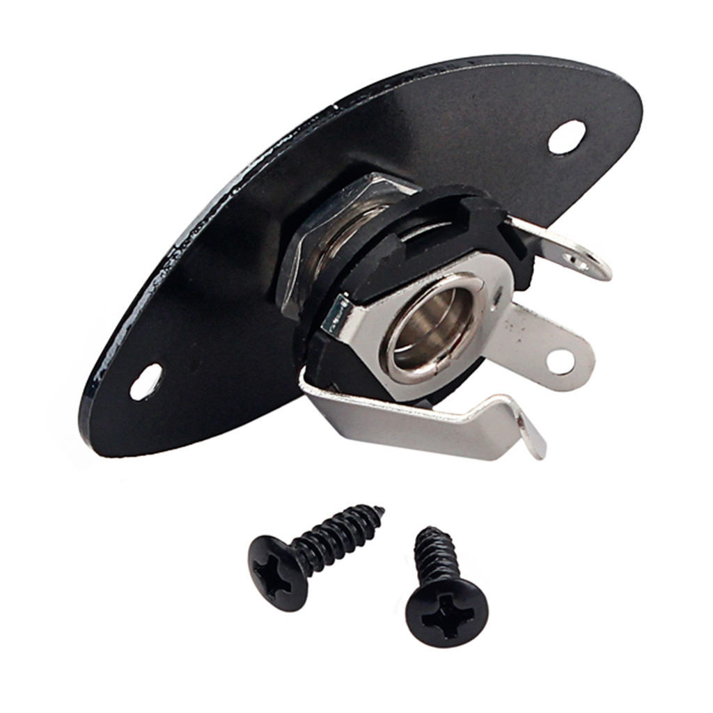 Electric Guitar Bass Cigar Box Parts Jack Plug & Socket Plate Oval with Mounting Screws