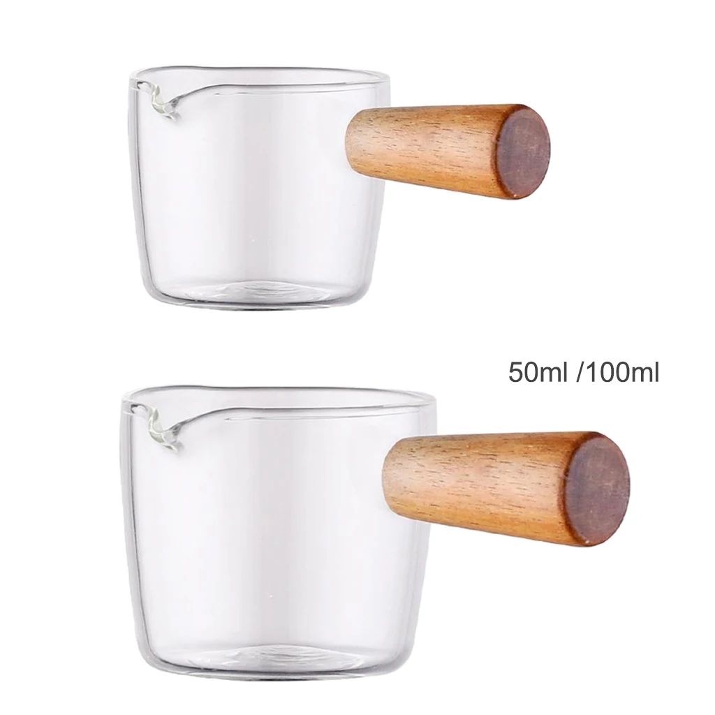 Mini High Borosilicate Glass Milk Pot with Wood Handle Food Special Soup Porridge Saucepan Sauce Pan Coffee Milk Pots