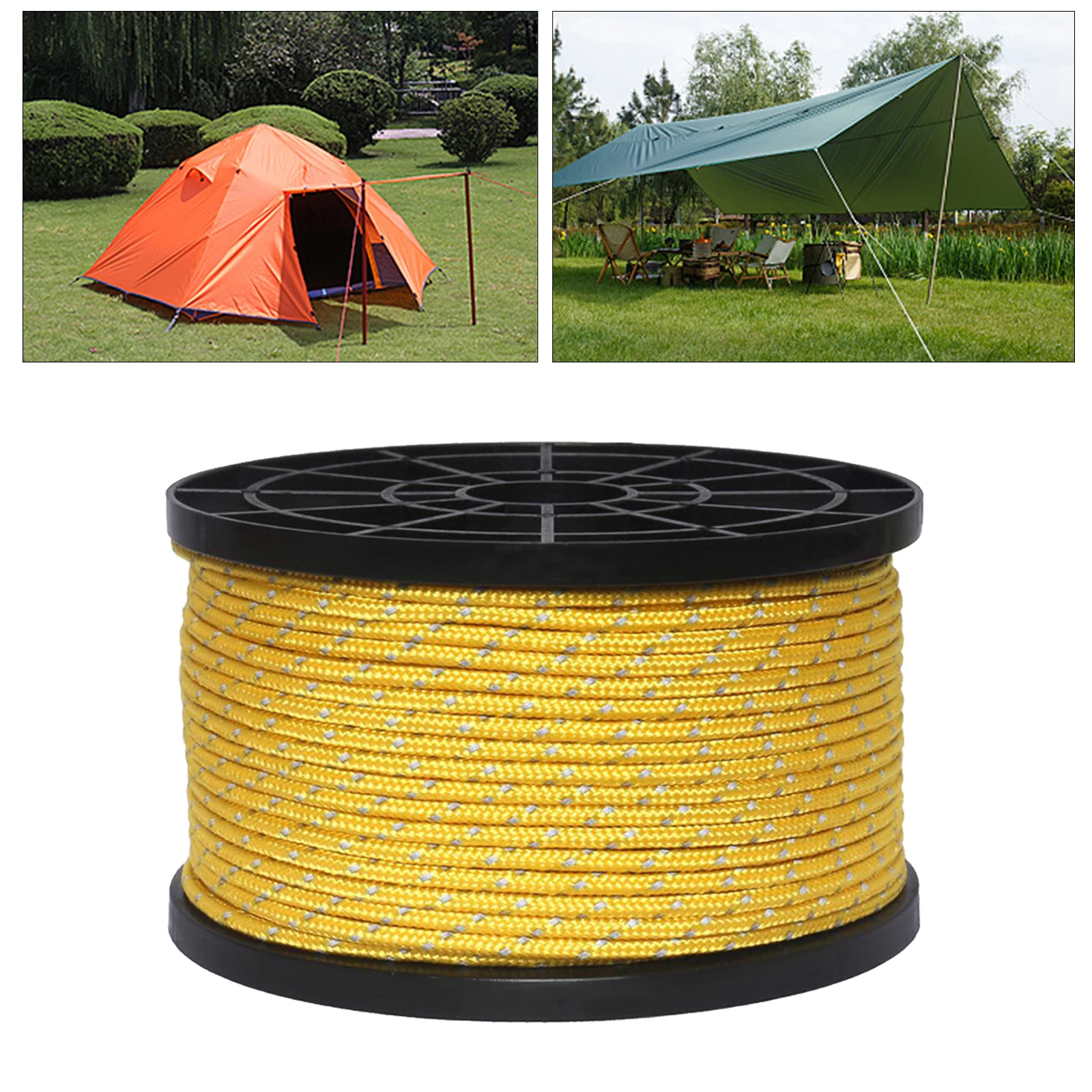 55 Yard Reflective Guyline Tent Awning Gazebo Rope Cord Paracord Guide Camping Accessories