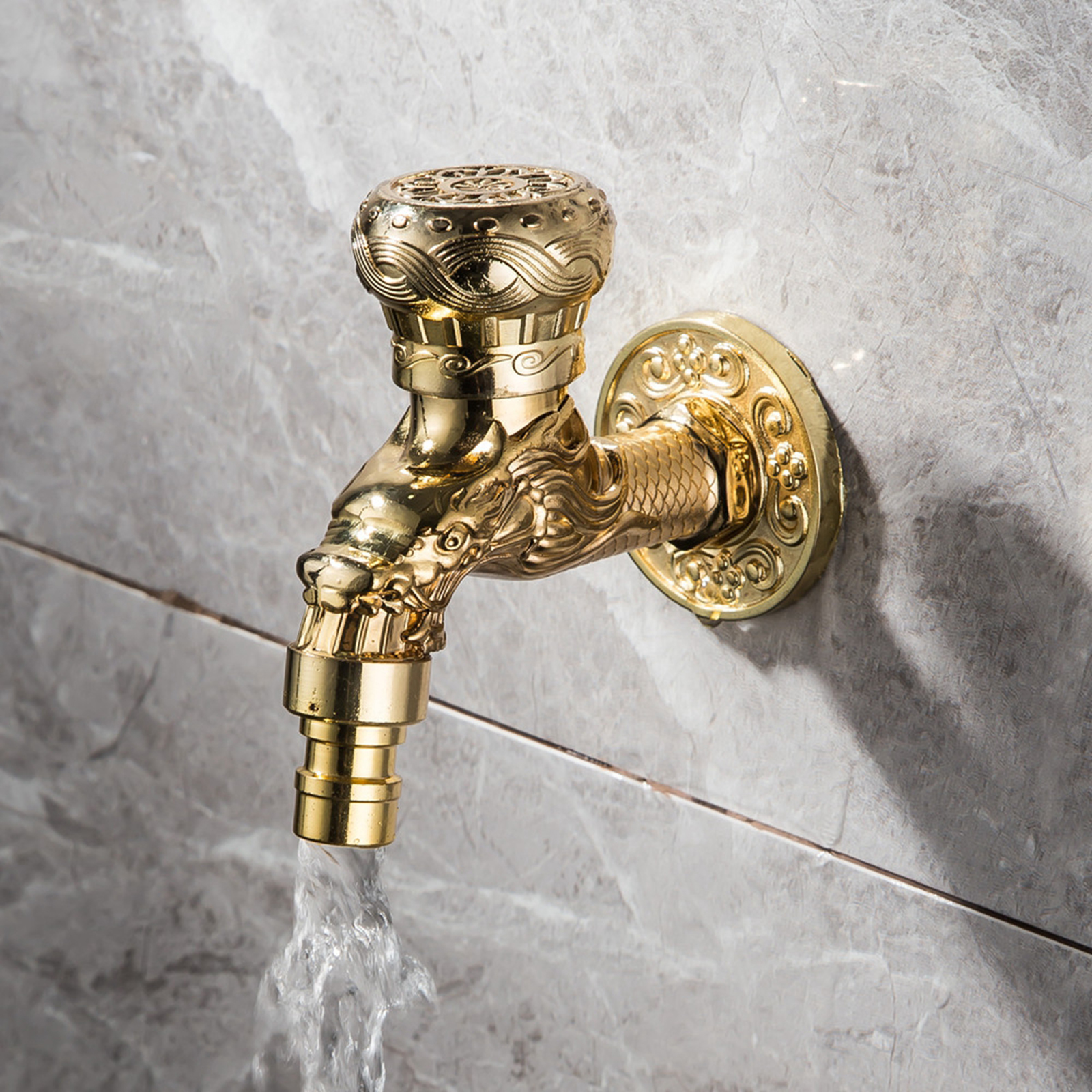 Wall Mounted Water Tap Bibcock Zinc Alloy Retro Faucet Decor Indoor Outdoor Garden Faucet Washing Machine Mop Sink Bibcock