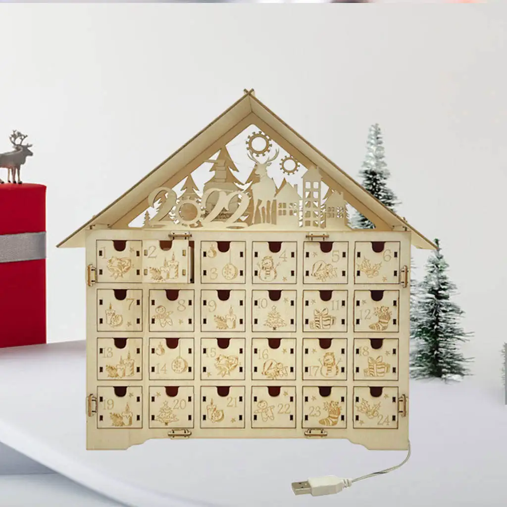 Christmas Wooden Advent Calendar Refillable Count Down Calendar for Kids Adults Gifts