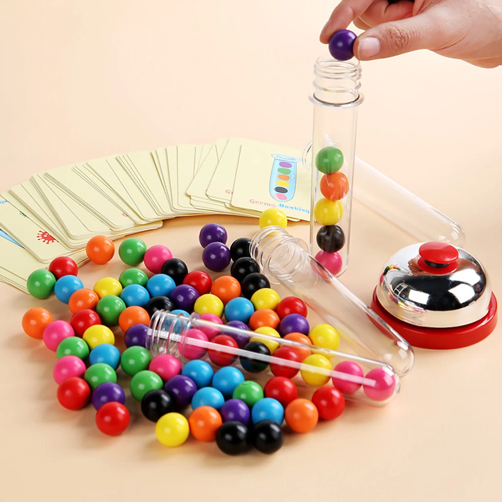 Clip Beads Game Test Tube Set Color Matching Game Early Education Childhood Toy Montessori Brain Game