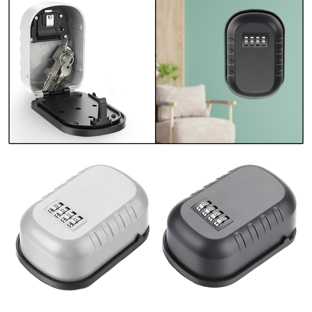 Key Lock Box Wall Mounted Aluminum Alloy Key Safe Box 4 Digit Combination Key Storage Lock Box for Outdoor Spare House Keys