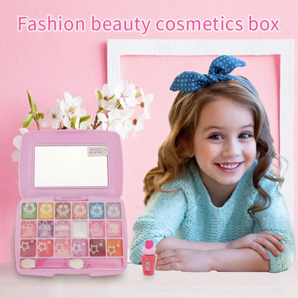 Real Makeup Palette for Girls, Washable Cosmetic Play Kit Princess Make up Set
