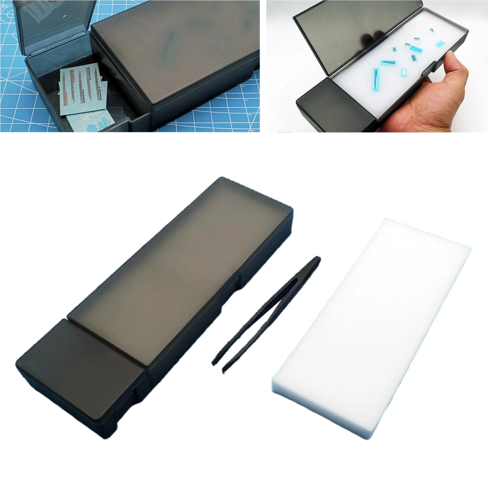 DIY Model Molding Water Decals Sticker Box with Tweezers Decorating Building Hobby Crafts New for Gundam Model Tools Set